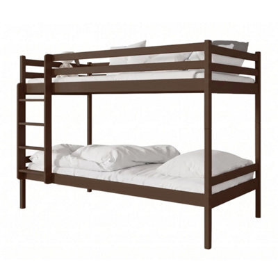 Arte Nico Dark Chocolate Wooden Bunk Bed With Storage 90 X 200Cm - With 2 Foam Mattresses - image 1