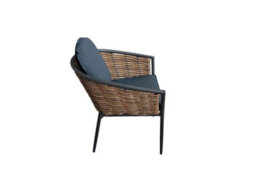 Sh&g Bolingbroke 2 Seat Bistro Set - 3 Piece Round Table & Chairs - Aluminium & Brown Rattan With Grey Cushions - Indoor & Outdoor - thumbnail 9