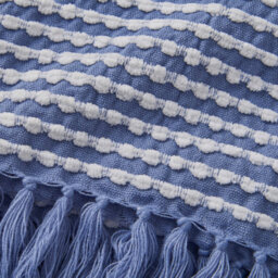 Catherine Lansfield Stab Stitch Embellished 125X150 Cm Blanket Throw Blue - thumbnail 3