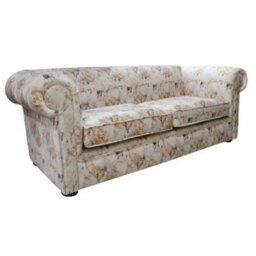 Chesterfield Handmade 1930's 3 Seater Sofa Floral Print Fabric In Classic Style - thumbnail 1
