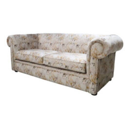 Chesterfield Handmade 1930's 3 Seater Sofa Floral Print Fabric In Classic Style - thumbnail 2