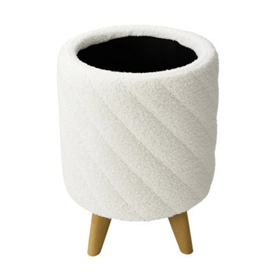 Ottoman Storage Box Round Velvet With Lids Pouffe Seat Stool Toy Storage Bench - image 1