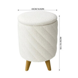 Ottoman Storage Box Round Velvet With Lids Pouffe Seat Stool Toy Storage Bench - thumbnail 2