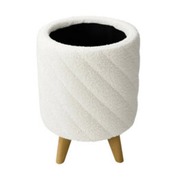 Ottoman Storage Box Round Velvet With Lids Pouffe Seat Stool Toy Storage Bench - thumbnail 1
