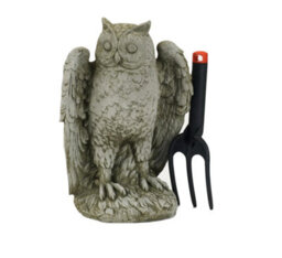 Highly Detailed Stone Owl Garden Ornament Stoneware Statue - thumbnail 8