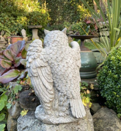 Highly Detailed Stone Owl Garden Ornament Stoneware Statue - thumbnail 4
