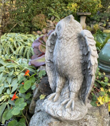 Highly Detailed Stone Owl Garden Ornament Stoneware Statue - thumbnail 6