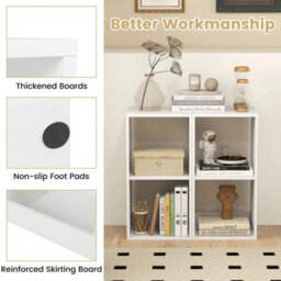 Open Back 2-Tier Bookshelf 2-Cube Bookcase Set-White - thumbnail 5