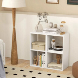 Open Back 2-Tier Bookshelf 2-Cube Bookcase Set-White - thumbnail 6