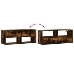 Walplus Tv Cabinet Smoked Oak 100X31X39.5 Cm Engineered Wood And Metal - thumbnail 7
