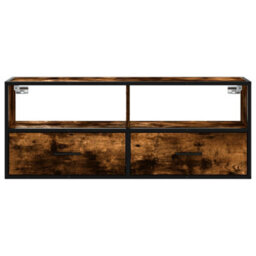 Walplus Tv Cabinet Smoked Oak 100X31X39.5 Cm Engineered Wood And Metal - thumbnail 4