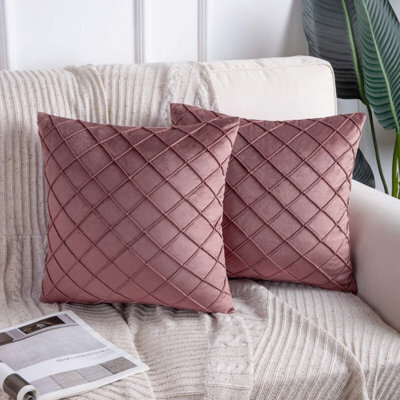Luxurious Blush Velvet Geometric Cushion Cover - 45X45Cm Square Throw Pillow Case - image 1