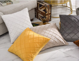 Luxurious Blush Velvet Geometric Cushion Cover - 45X45Cm Square Throw Pillow Case - thumbnail 6