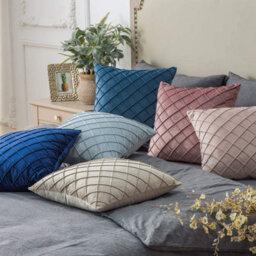 Luxurious Blush Velvet Geometric Cushion Cover - 45X45Cm Square Throw Pillow Case - thumbnail 2