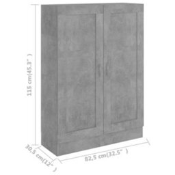 Vidaxl Book Cabinet Concrete Grey 82.5X30.5X115 Cm Engineered Wood - thumbnail 8