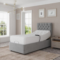 Madison Electric Adjustable Bed Set Fabric Pocket Sprung Mattress Chesterfield Headboard - thumbnail 1