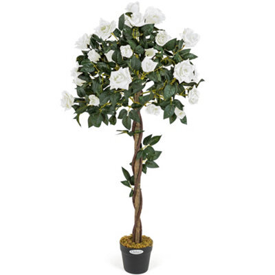 Christow Artificial Potted Rose Tree Decoration Cream - 1.2M - image 1