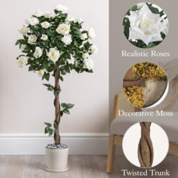 Christow Artificial Potted Rose Tree Decoration Cream - 1.2M - thumbnail 5