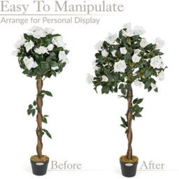 Christow Artificial Potted Rose Tree Decoration Cream - 1.2M - thumbnail 6