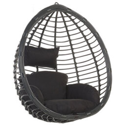 Beliani Hanging Chair Tollo Pe Rattan Black