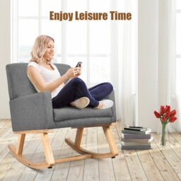 Gainoom Fabric Upholstered Recliner Rocking Chair Armchair Lounge Sofa Seat Relax Rocker - thumbnail 5
