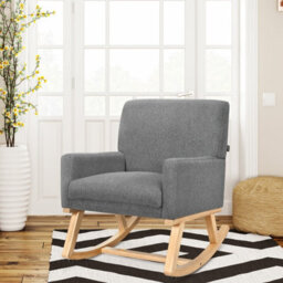 Gainoom Fabric Upholstered Recliner Rocking Chair Armchair Lounge Sofa Seat Relax Rocker - thumbnail 7