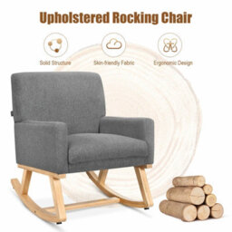 Gainoom Fabric Upholstered Recliner Rocking Chair Armchair Lounge Sofa Seat Relax Rocker - thumbnail 6