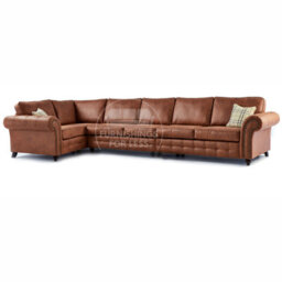 Furnishings For Less UK Oakland Tan Chesterfield 6 Seater L Shape Large Corner Sofa - thumbnail 1