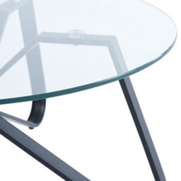 Living And Home Modern Glass Top Round Coffee Table With Black Metal Leg Dia  800mm - thumbnail 5
