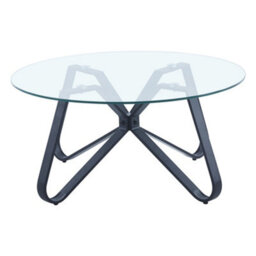 Living And Home Modern Glass Top Round Coffee Table With Black Metal Leg Dia  800mm - thumbnail 3