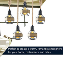 5Way Pendant Light Hemp Rope Chandeliers Woven Lampshade Ceiling Hanging Lights For Living Room Bedroom Hallway - thumbnail 6