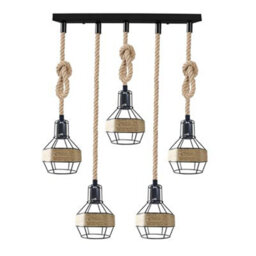 5Way Pendant Light Hemp Rope Chandeliers Woven Lampshade Ceiling Hanging Lights For Living Room Bedroom Hallway - thumbnail 1