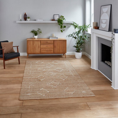 Beige Geometric Handmade Modern Rug For Bedroom & Living Room-150Cm X 230Cm - image 1