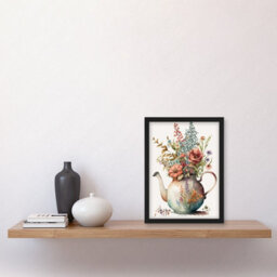 Artery8 Flower Bouquet In A Floral Design Ceramic Teapot Wall Art Print - A4 Size - thumbnail 2
