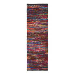 Homescapes Handwoven Multi Coloured Recycled Chindi Folk Rug, 66 X 200 Cm - thumbnail 2