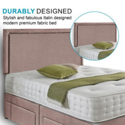 Dining Tables Seoul Matching Headboard Divan Set, 2 Drawer On Same Side With Sprung 1500 Comfort Mattress - Plush Dusty Pink - Double - thumbnail 3