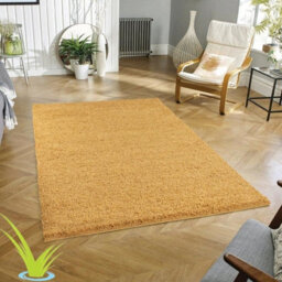 STALWART Modern Shaggy Rug - 5Cm Plush Thick Pile, Non-Slip, Soft Touch Carpet - Washable Area Rugs (Gold, 80X150 Cm) - thumbnail 1