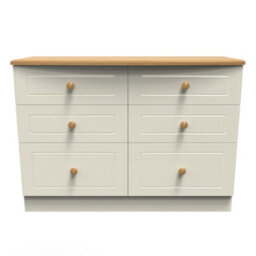 Lancaster 6 Drawer Wide Chest In Cream & Oak (Ready Assembled) - thumbnail 1