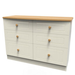 Lancaster 6 Drawer Wide Chest In Cream & Oak (Ready Assembled) - thumbnail 3