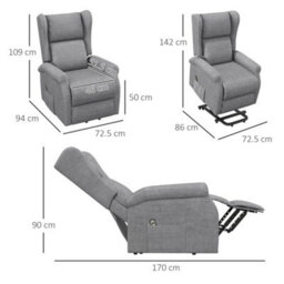 Grey Riser And Recliner Chair Electric Reclining Chair With Remote Control - thumbnail 2