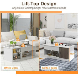Costway Lift Top Coffee Table Modern Cocktail Table Wooden Tea Table For Living Room - thumbnail 6