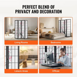 Vevor Room Divider, 4 Panel Japanese Room Divider Screen, Wood Folding Privacy Screen Indoor, For Room Separation Home - thumbnail 6