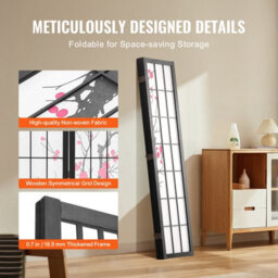 Vevor Room Divider, 4 Panel Japanese Room Divider Screen, Wood Folding Privacy Screen Indoor, For Room Separation Home - thumbnail 5