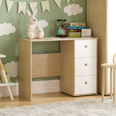 Lassic Junior Vida Neptune White & Oak 3 Drawer Desk Children Kids Furniture - image 1