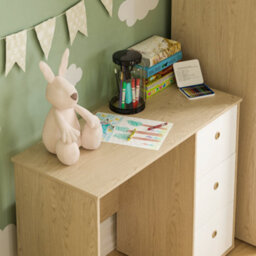 Lassic Junior Vida Neptune White & Oak 3 Drawer Desk Children Kids Furniture - thumbnail 4
