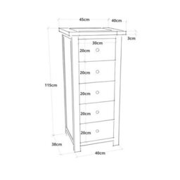 Cabinet Bits Lugo 5 Drawer Narrow Chest Of Drawers Bras Drop Handle - thumbnail 9