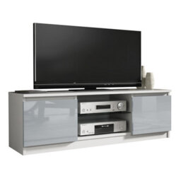 Tv Unit Aura 120Cm - White & Grey Gloss Doors - thumbnail 3