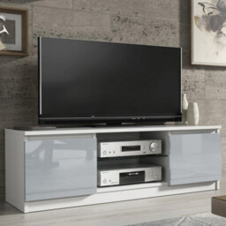 Tv Unit Aura 120Cm - White & Grey Gloss Doors - thumbnail 1
