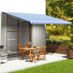 Walplus Replacement Fabric For Awning Garden Sun Shade Canopy Gazebo For Back Door, Porch, Patio Blue And White 5X3.5 M