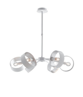 Luminosa Lighting Luminosa Olympic 6 Light Pendant Ceiling Light White, Silver 67X16Cm
